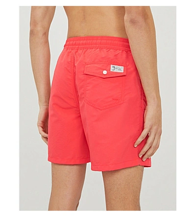 Shop Polo Ralph Lauren Traveller Logo-embroidered Swim Shorts In Racing Red