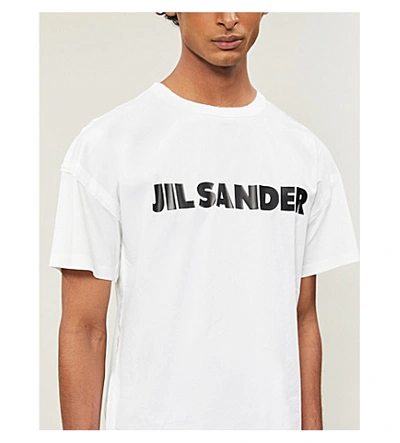 Shop Jil Sander Logo-print Cotton-poplin And Cotton-jersey T-shirt In White