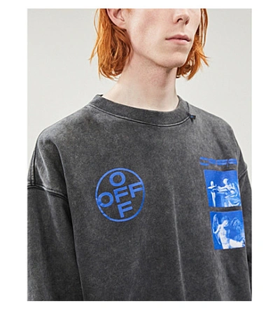 Shop Off-white Hardcore Caravaggio Cotton-jersey Sweatshirt In Black+blue