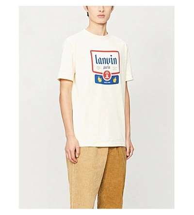 Shop Lanvin Logo-print Cotton-jersey T-shirt In Ecru