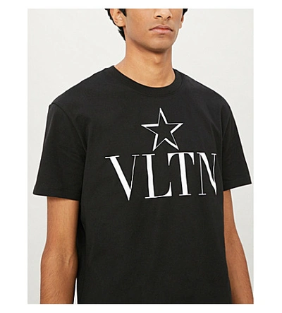 Shop Valentino Logo-print Cotton-jersey T-shirt In Black+white