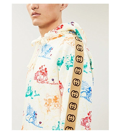 Shop Gucci Disney X  Mickey Mouse-print Cotton-jersey Hoody In Ivory Multi