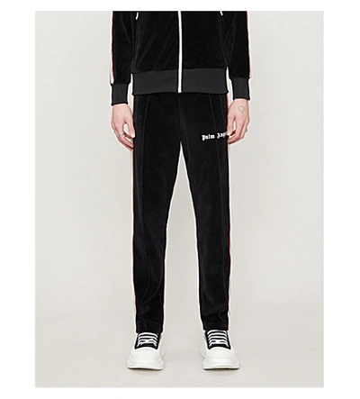 Shop Palm Angels Tie-dye-trim Velour Tracksuit Bottoms In Black