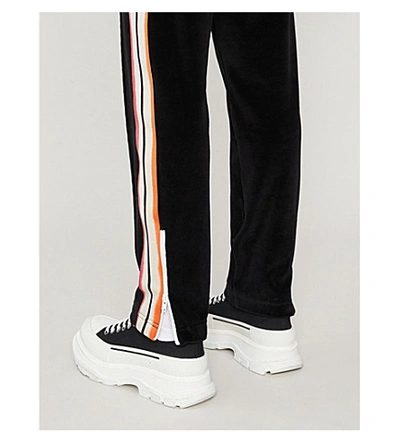 Shop Palm Angels Tie-dye-trim Velour Tracksuit Bottoms In Black