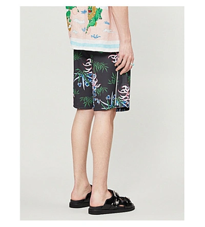 Shop Kenzo Floral-pattern Relaxed-fit Stretch-jersey Shorts In Black