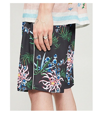 Shop Kenzo Floral-pattern Relaxed-fit Stretch-jersey Shorts In Black