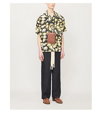 Shop Loewe Floral-print Relaxed-fit Crepe Shirt In Black+yellow