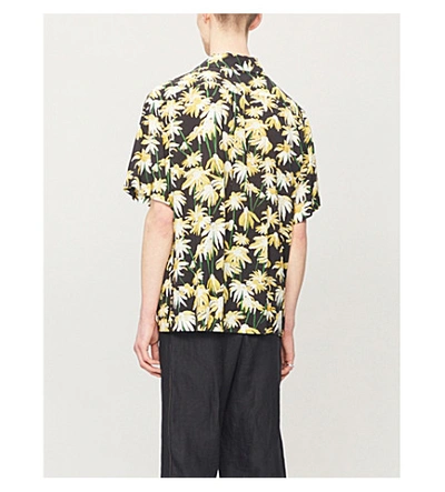 Shop Loewe Floral-print Relaxed-fit Crepe Shirt In Black+yellow
