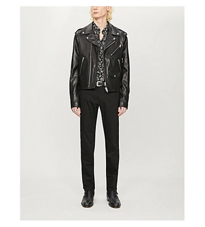 Shop The Kooples Regular-fit Leather Biker Jacket In Bla01