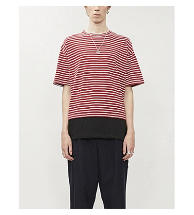 Shop Marni Double Layered Striped Cotton-jersey T-shirt In Multi