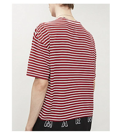 Shop Marni Double Layered Striped Cotton-jersey T-shirt In Multi