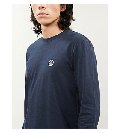 Shop Adidas Statement Brand-patch Cotton-jersey T-shirt In Navy