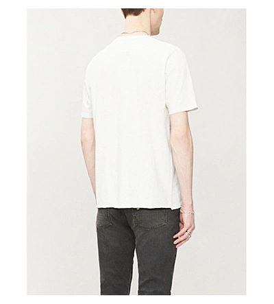 Shop Saint Laurent Graphic-print Cotton-jersey T-shirt In Dirty+ecru+rouge