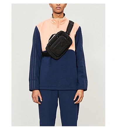 Shop Adidas Originals Funnel-neck Shell And Fleece Jacket In Navy Coral Mel