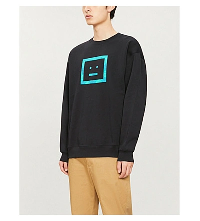 Shop Acne Studios Forba Face-print Cotton-jersey Sweatshirt