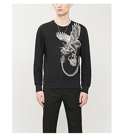 Shop Alexander Mcqueen Graphic-print Cotton-jersey Sweatshirt In Black Mix