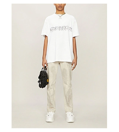 Shop Off-white Futura Atoms Cotton-jersey Oversized T-shirt In White+multicol