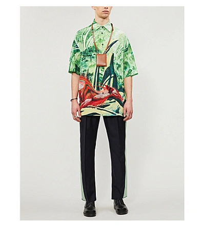 Shop Valentino Graphic-print Silk Shirt In Green