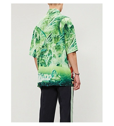 Shop Valentino Graphic-print Silk Shirt In Green
