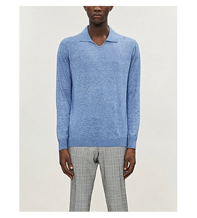 Oscar Jacobson Oliwer Collared Cotton-knit Jumper In Grey | ModeSens
