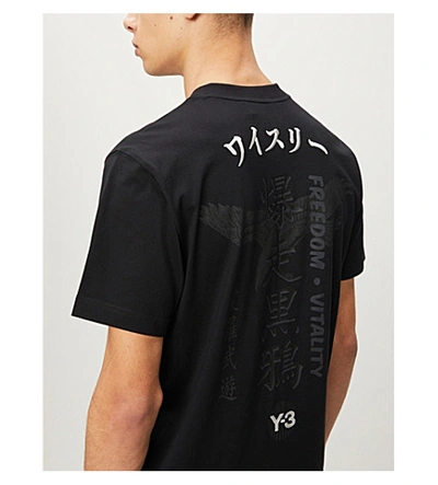 Shop Y-3 Graphic Cotton-jersey T-shirt In Black Silver