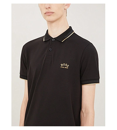 Shop Hugo Boss Logo-embroidered Slim-fit Cotton-piqué Polo Shirt In Bright Red