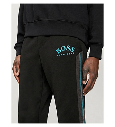 Shop Hugo Boss Relaxed-fit Tapered Jersey Jogging Bottoms In Navy