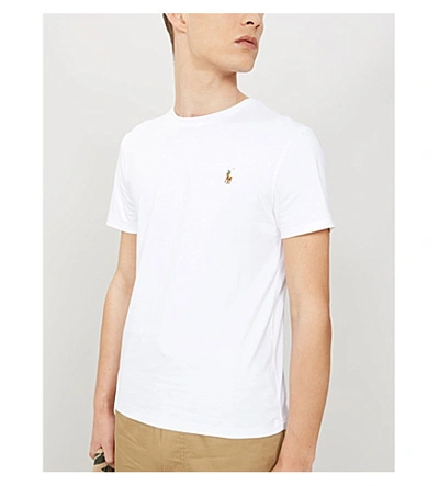Shop Polo Ralph Lauren Slim-fit Cotton-jersey T-shirt In White