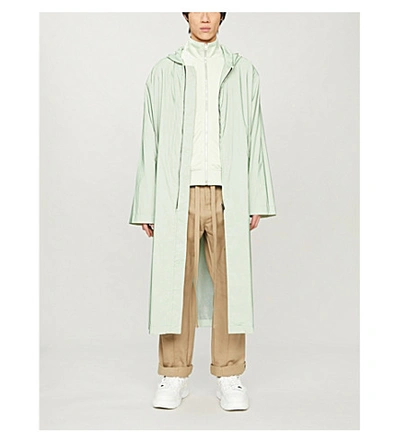 Shop Fear Of God Longline Hooded Shell Coat In Army+iridescent