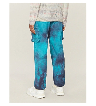 Shop Off-white Ripstop Tie-dye Mid-rise Cotton Trousers In Petrol+blue
