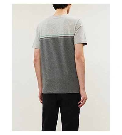 Shop Hugo Boss Logo-embroidered Panelled Cotton-blend T-shirt In Medium Grey