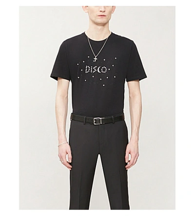 Shop Saint Laurent Graphic-print Cotton-jersey T-shirt In Black