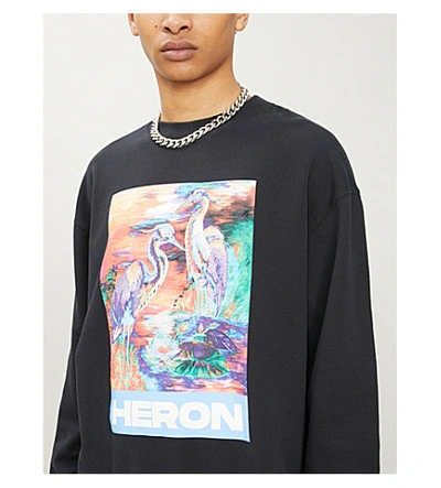 Shop Heron Preston Graphic-print Organic Cotton-jersey Sweatshirt In Black Multi