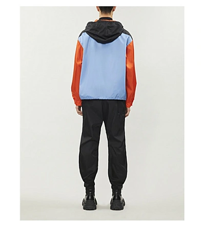 Shop Prada Hooded Shell Anorak In Blue+orange