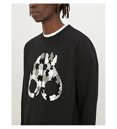 Shop Moose Knuckles Logo-print Cotton-jersey Sweatshirt In Black