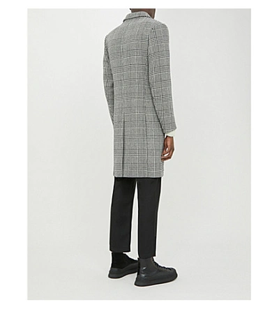 Shop Sandro Checked Wool-blend Coat In Black White