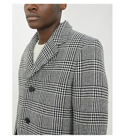 Shop Sandro Checked Wool-blend Coat In Black White