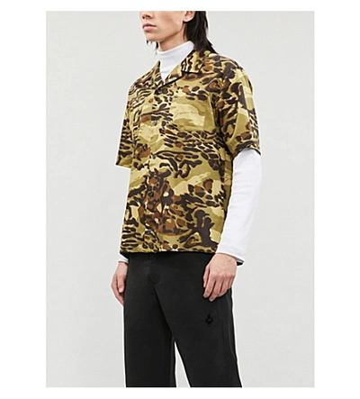 Shop Givenchy Camouflage Relaxed-fit Cotton Poplin Shirt In Light+khaki