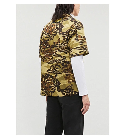 Shop Givenchy Camouflage Relaxed-fit Cotton Poplin Shirt In Light+khaki