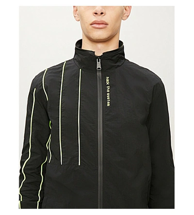 Shop Boy London Nylon Shell Hooded Jacket In Black Neon