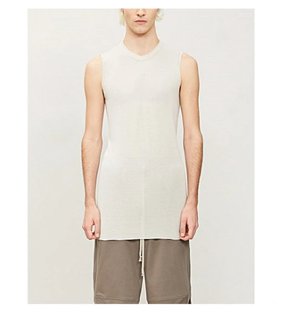 Shop Rick Owens Sleeveless Crewneck Jersey Top In Pearl