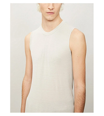Shop Rick Owens Sleeveless Crewneck Jersey Top In Pearl