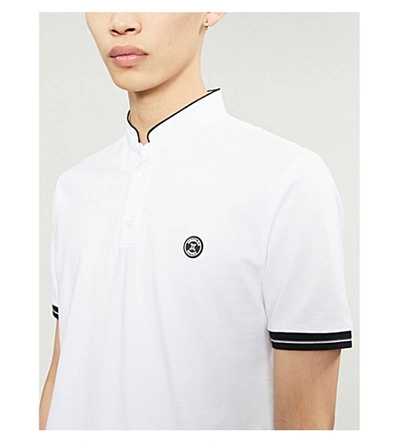 Shop The Kooples Sport Brand-patch Cotton-piqué Polo Shirt In Whi01