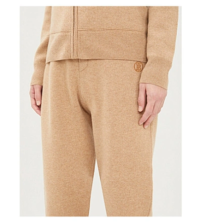 Shop Burberry Huntley Cashmere-blend Jogging Bottoms In Pale+coffee