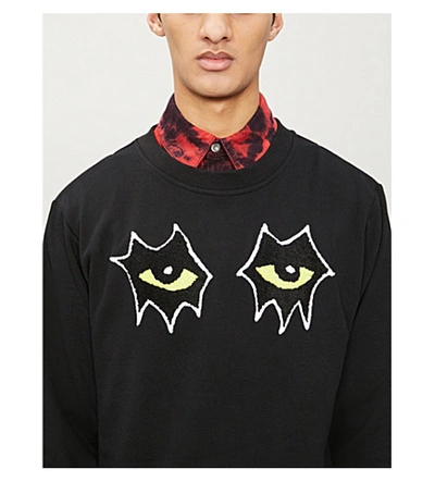 Shop Haculla Signature Eyes-print Cotton-jersey Sweatshirt In Black