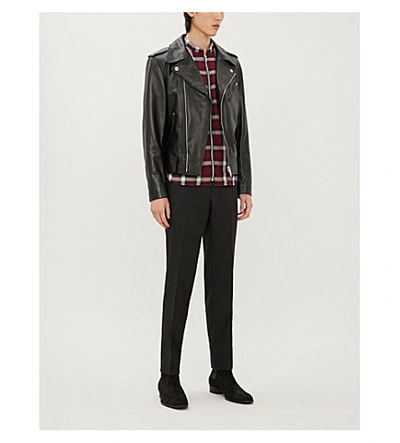 Shop The Kooples Check-print Cotton-blend Jacket In Red80