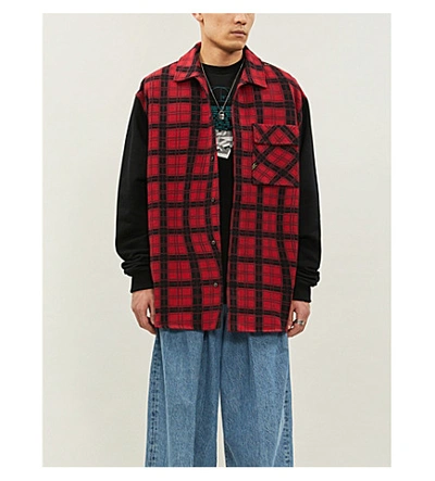 Shop Off-white Oversized Check-pattern Cotton-blend Shirt In Red