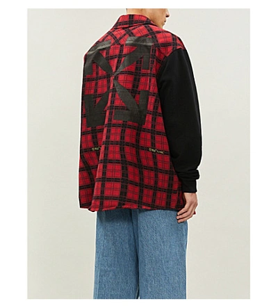 Shop Off-white Oversized Check-pattern Cotton-blend Shirt In Red