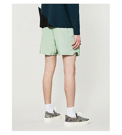 Shop Fear Of God Logo-badge Shell Shorts In Army Iridescent