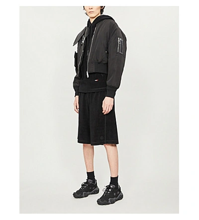 Shop Moncler Brand-patch Cotton-jersey Drawstring Hoody In Black
